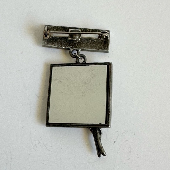 Vintage Bird Mirror Brooch Silver Tone Sparrow Pin Swallow Dove JJ Jonette - Picture 7 of 8